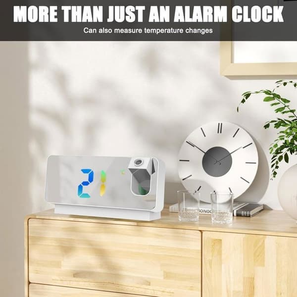 GAGAFEEL Projection Alarm Clock, Mirror Screen Alarm Clock, Projection Alarm Clock with Temperature, Snooze, Night Mode, Adjustable Brightness