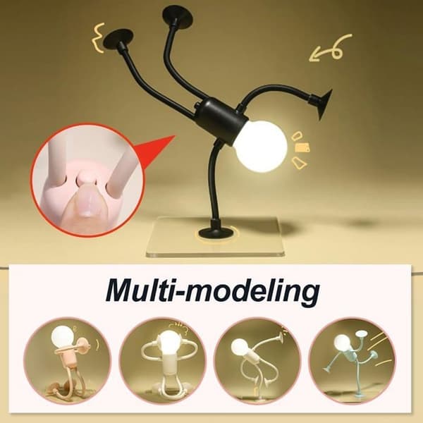 Funny night light with suction cup, creative character-shaped lamp, small multifunctional LED desk lamp, home decor