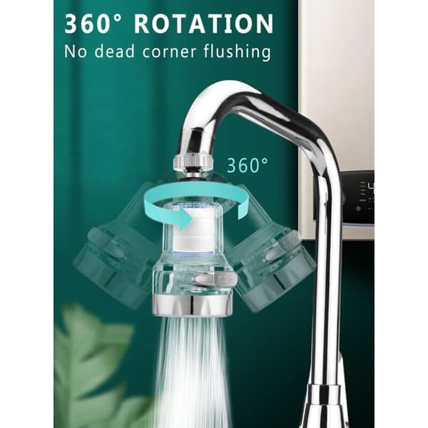 Vandhane filter. 360° roterende filter. Vandrenser til køkken- og badeværelseshaner. 3 driftstilstande.