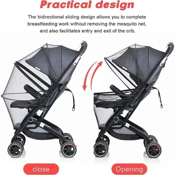 Universal Mosquito Net for Stroller with Zipper, Mosquito and Wasp Protection, Fine and Resistant Mesh, Washable