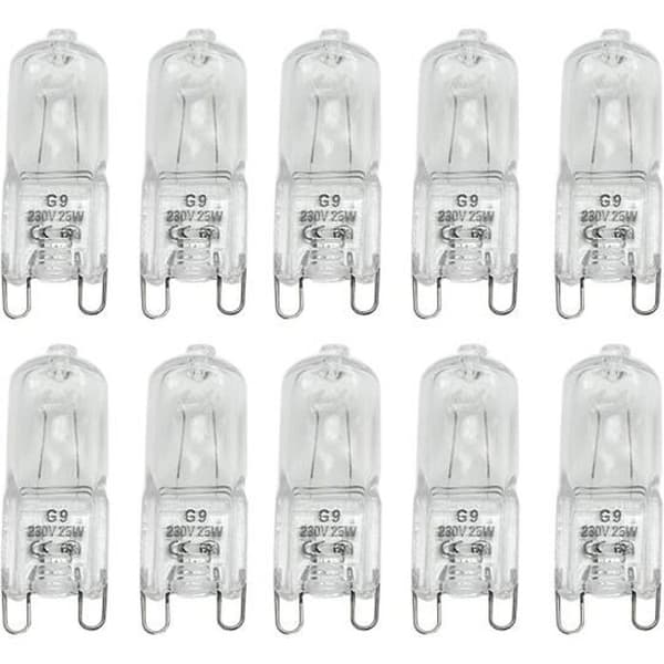 (Transparent) 10-pack G9 halogenlampor - Varmvit 25W AC 230V