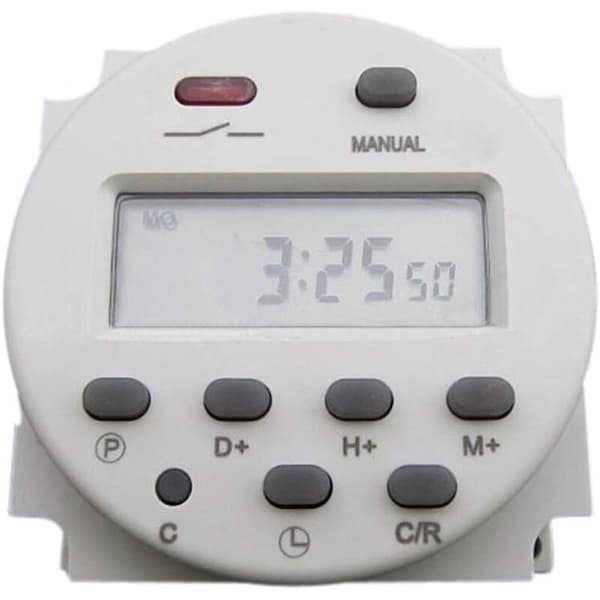 CN101 12V DC/AC Digital Timer. Programmerbar LCD Tidsrelæafbryder til stikkontakter Hvid-AIMOONSA