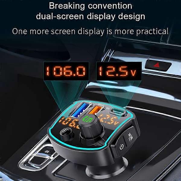 BC69 Bil Mp3-spiller Bluetooth 5.0 Mottaker FM-sender USB Billader QC3.0 PD 18W Hurtiglading