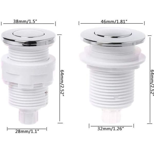 28 mm trykknap luftkontakt til badekar spa affaldsbeholderkontakt