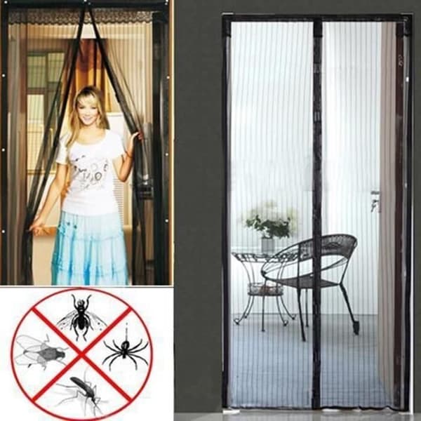 Magnetisk magisk netdørgardin, flue- og insektnet, 100 x 210 cm - Sort