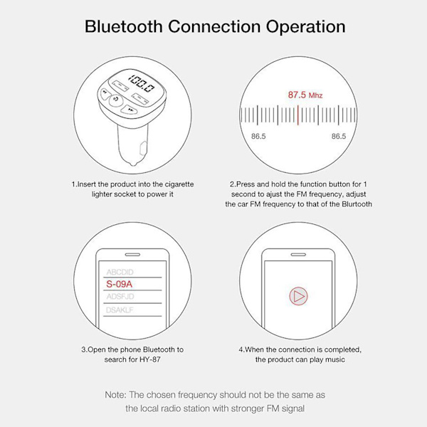 Usb Billaddare Bluetooth V5.0 Fm Sändare Standard