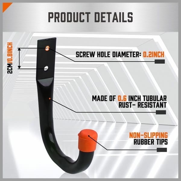 Heavy Duty Storage Hooks for Wall Mounted Ladders, Garages, Bikes, Tools, and Garden Sheds