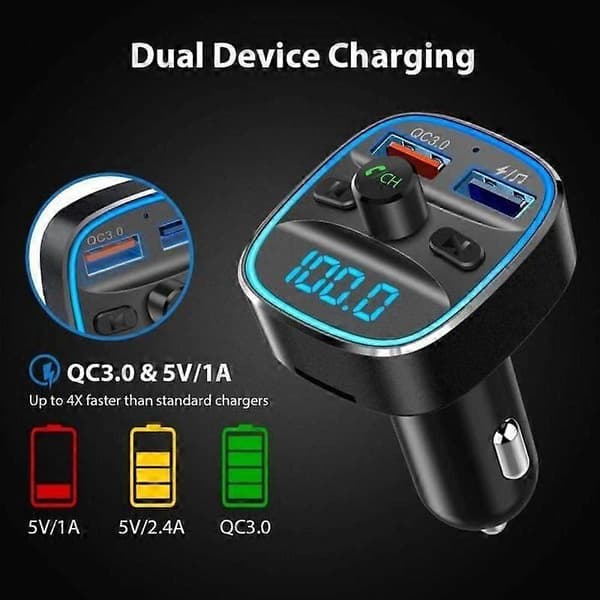 Bluetooth FM-sender Billader MP3-spiller Trådløs Radio Adapter Sender Kit