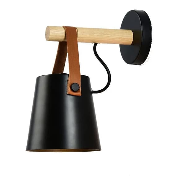 Nordisk stil med væglampe E27 massiv træ væglampe 13cm sort 1