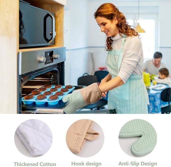 Silicone Oven Mitt, Heat Resistant Oven Mitts, Waterproof Kitchen Oven Mitts