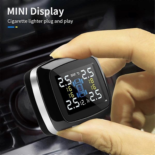 TPMS Billaddare Tpms Sensor Däcktrycksövervakningssystem Automatisk Däcklufttryck Säkerhetslarm 4 Sensorer Externa