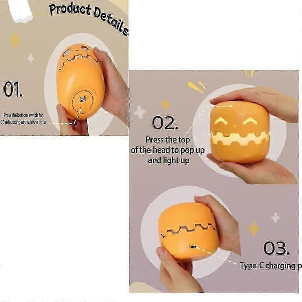 Halloween Gresskar Nattlamper med Smilefjes, Jack-O-Lantern Dekor