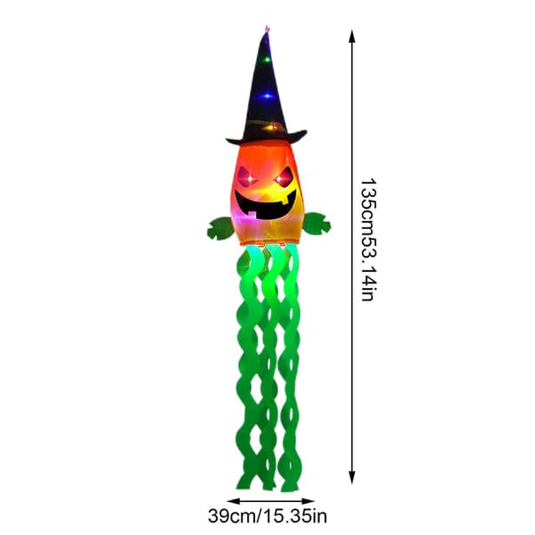 Græskar- og troldmandshat-formet pendellampe, ideel som Halloween-gave.