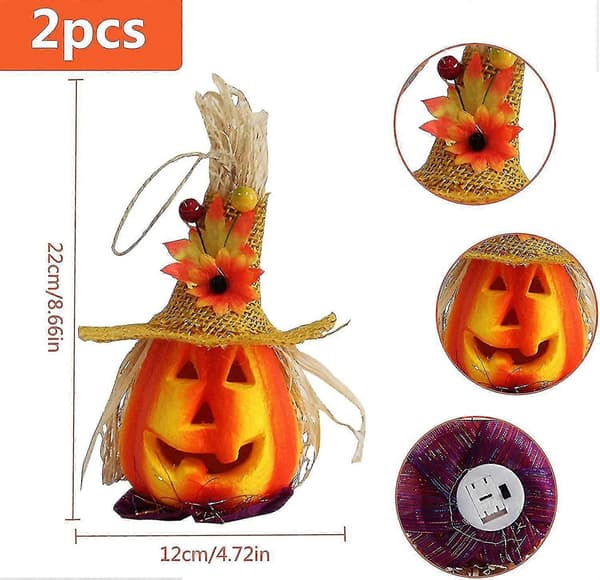 Halloween Skum Gresskarlykt Jack O' Lantern Blinkende Lysende Spøkelseshusdekorasjoner