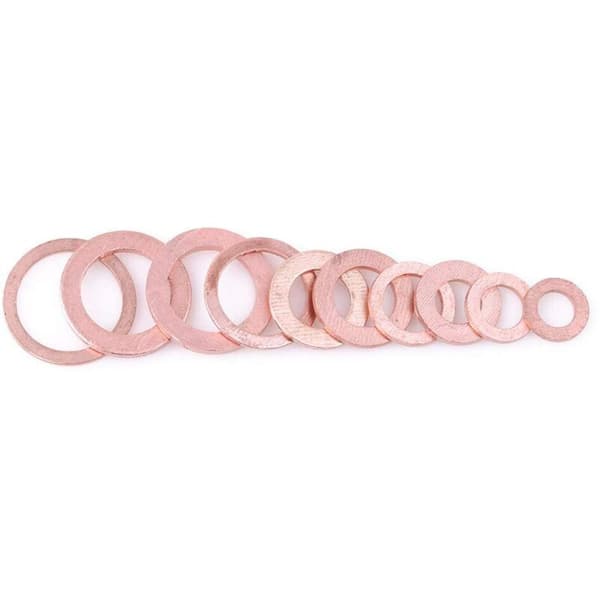 200 st kopparpackningar, platt ring, dräneringsplugg, packning, tätning, biltillbehör