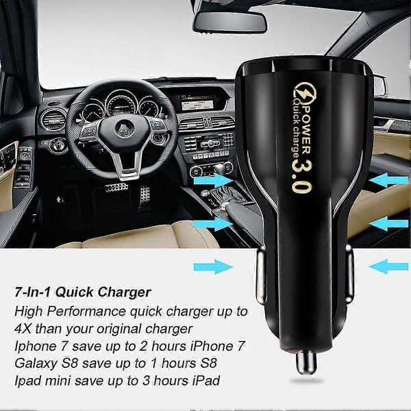 PC 3.0 Biloplader Mobiltelefon Auto Tilbehør Dobbelte USB-porte Multibeskyttelse