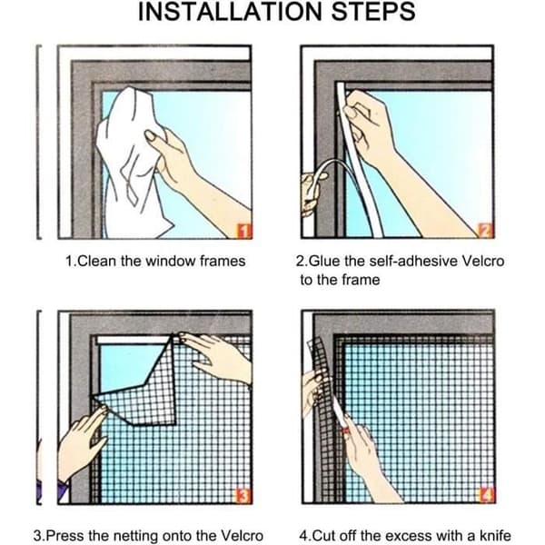 DIY Mosquito Net - 130x150cm - Durable Polyester - Velcro - Black