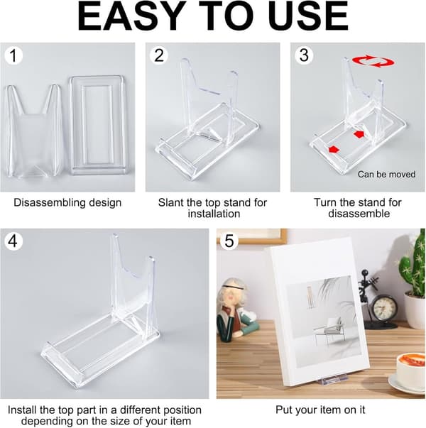 12 Stycken - Tallriksställ - Bokstöd - Transparent Bokstöd - Tallriksdisplayställ - Tallrikshållare