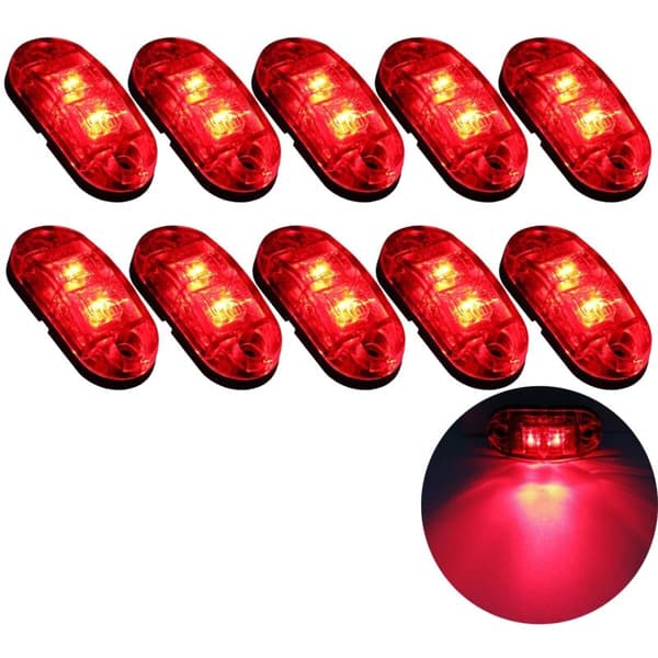 10X 2 LED sidemarkeringslys 12/24V LED trailer sidemarkeringslys sideadvarselslys til lastbil autocamper campingvogn (rød)