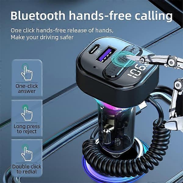 C52 Bil FM-sender Bluetooth-kompatibel mottaker MP3-spiller Sigarettenner Billader