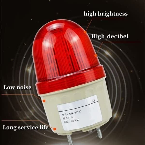 LED Strobe Signallys 220V AC/3W. LED Blinkende Forlygte Advarselslampe. Boltemontering. Diameter 75mm