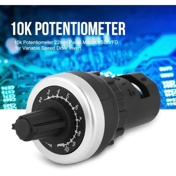 10 kΩ panelmontert potensiometer for frekvensomformere (VSD/VFD) med reverserende rotasjon