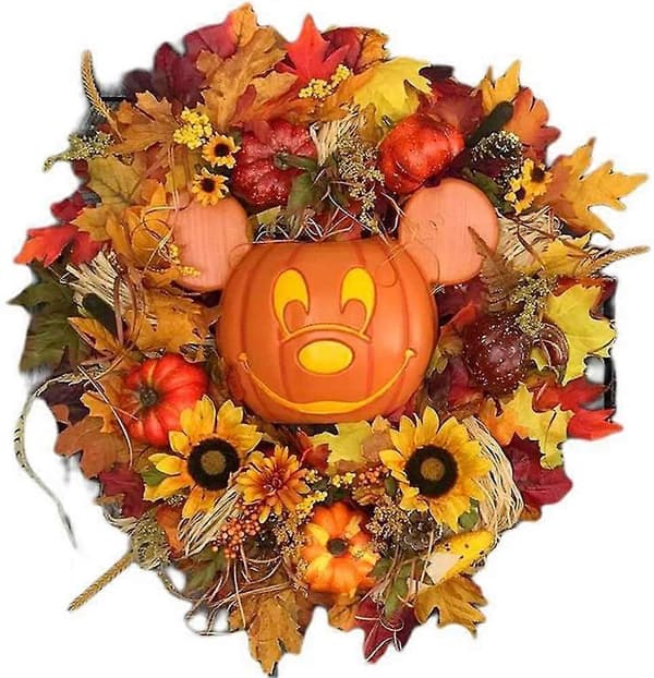 Mickey Pumpa Krans Dekoration, Höst Halloween Julkransar Disney Dörr