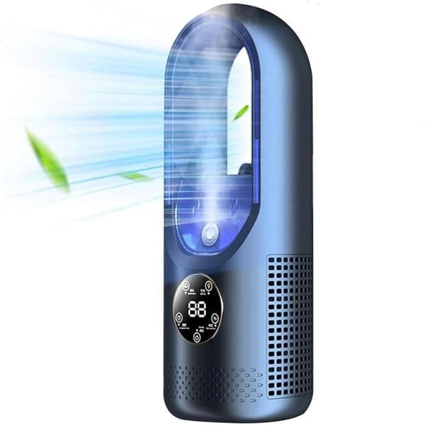 Bladeless ventilator - Bærbar - 6 hastigheder - LED-display - Befugtning