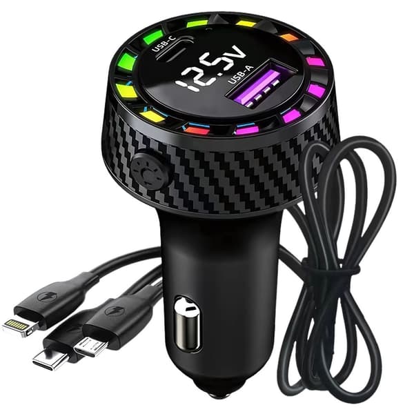 Biloplader USB-C 14 W + USB-A 15 W - Hurtigoplader til cigaretudtag