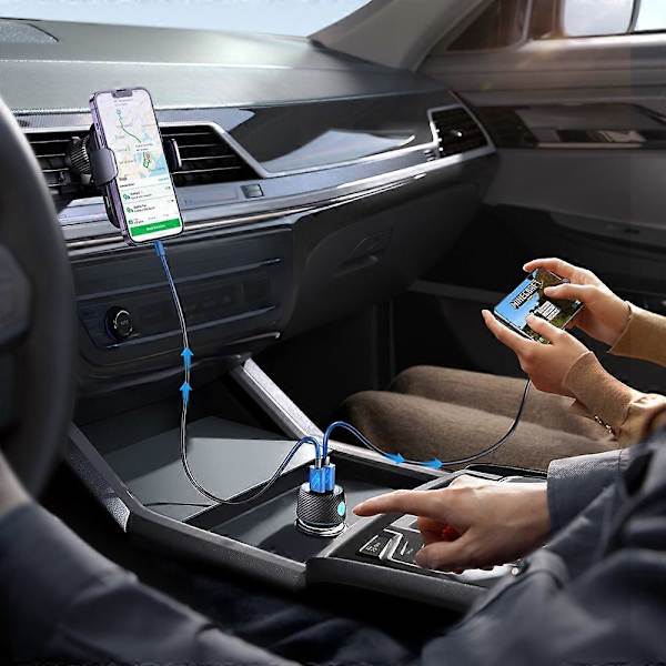 60W PD USB-C USB-A Billaddare, Svart