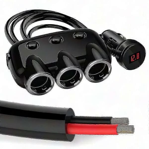 Dubbel USB Billaddare med 3-Portars Cigarettändaradapter
