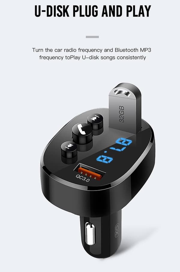 18W QC3.0 FM-sender Bluetooth MP3 Billader XO