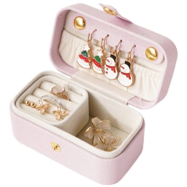 Smykkeskrin Mini smykkeskrin med separat rum til ringe, bærbart (1 stk, egnet til halskæder, ringe, armbånd