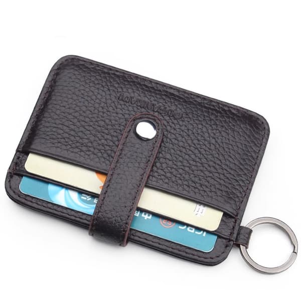 Slim Card Holder Wallet, Minimalist PU Leather Card Holder Coffee