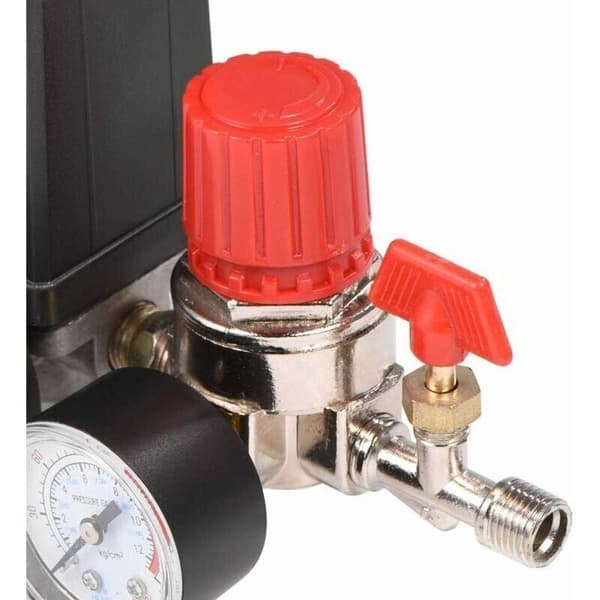 Trykafbryder til enfaset luftkompressor 90-120PSI med 4 porte og trykmåler til hurtig trykreduktion
