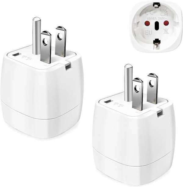 2-pak rejseadapter Frankrig til USA, USA stikadapter, Canada, Mexico, Thailand stikadapter Type B-