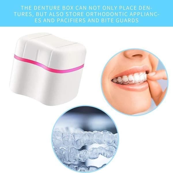 Dentistry Appliance Box, Denture Bath Case with Denture Cleaning Brush, Denture Toothbrush, Denture