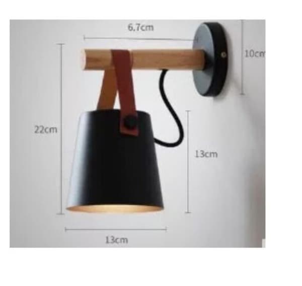 Nordisk stil med væglampe E27 massiv træ væglampe 13cm sort 1