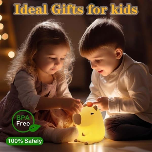 Sengelampe Capybara Silikon Nattlampe, Dyreberøring Sengelampe, USB-lading