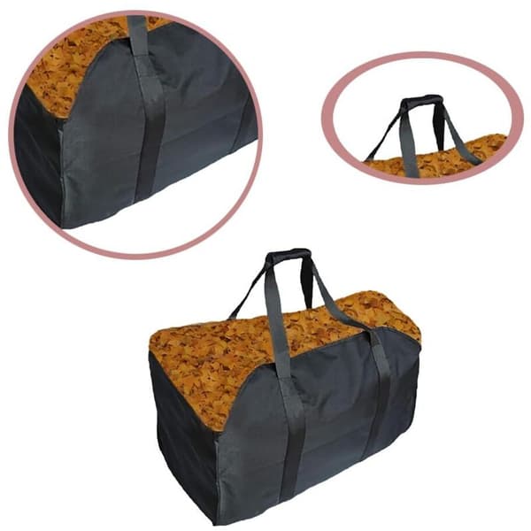 Førsteklasses vedpose. Laget av polyester. Bærbar vedkurv. Sammenleggbar peispose. Vanntett peispose (svart)