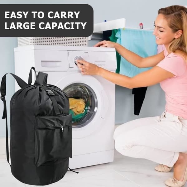 90L Large Capacity Laundry Bag, Dirty Laundry Bag with 2 Padded Shoulder Straps, Foldable Waterproof Laundry Bag, Laundry Bags
