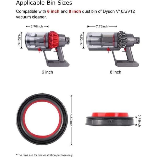 Til Dyson V10 SV12 støvsuger - øvre fast støvbeholder tætningsring