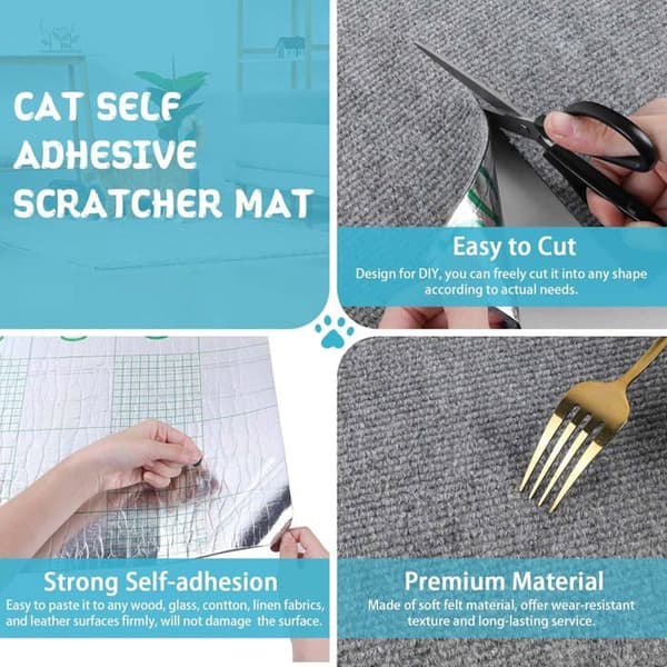 Raapimismatto - 40×200 cm - Itsekiinnittyvä - Huopa - Vaaleanharmaa