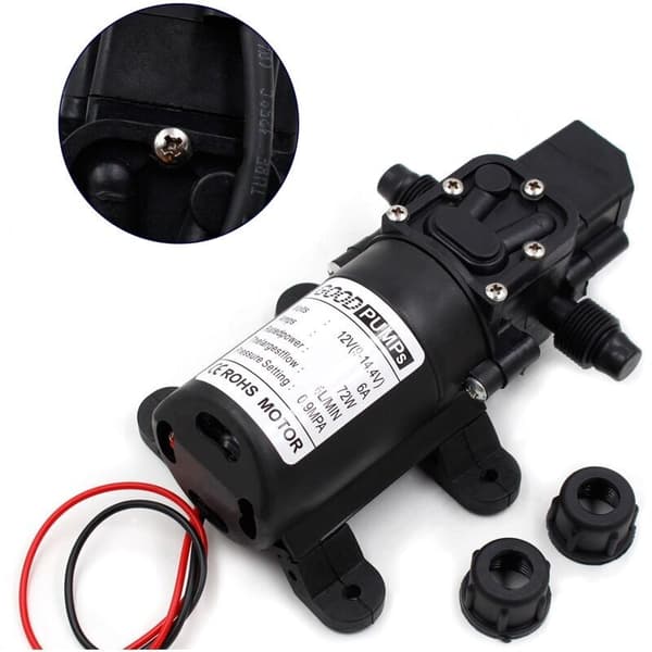 12V 6A 72W 6L högtrycksmembranpump. Rib