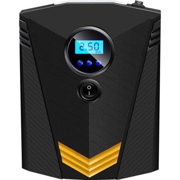 Digital bildäckspump - Bilkompressor - 12V Automatisk elektrisk luftpump med LED-ljus, gul