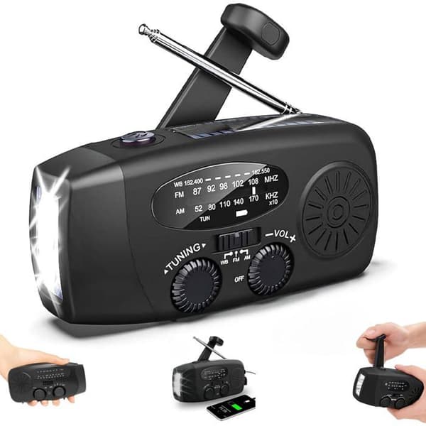 Solradio - Overlevelsessæt - 2000 mAh - AM/FM/WB (NOAA) - SOS LED lommelygte