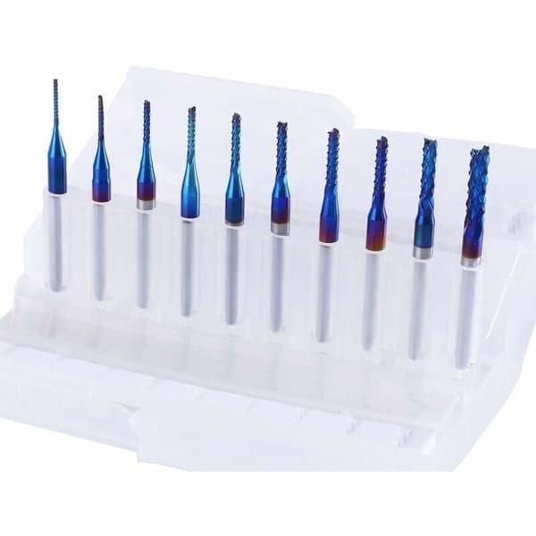 CNC fræser 10 stk. Nano Blue Coat. 0,8-3 mm. 1/8\" skaft