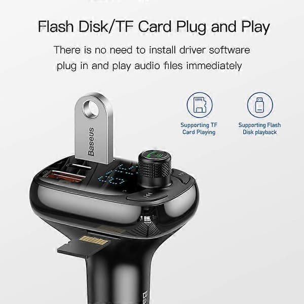 Quick Charge 4.0 Billader For Telefon Fm-sender Bluetooth Bilsett Audio Mp3-spiller Rask Dobbel Usb Billader