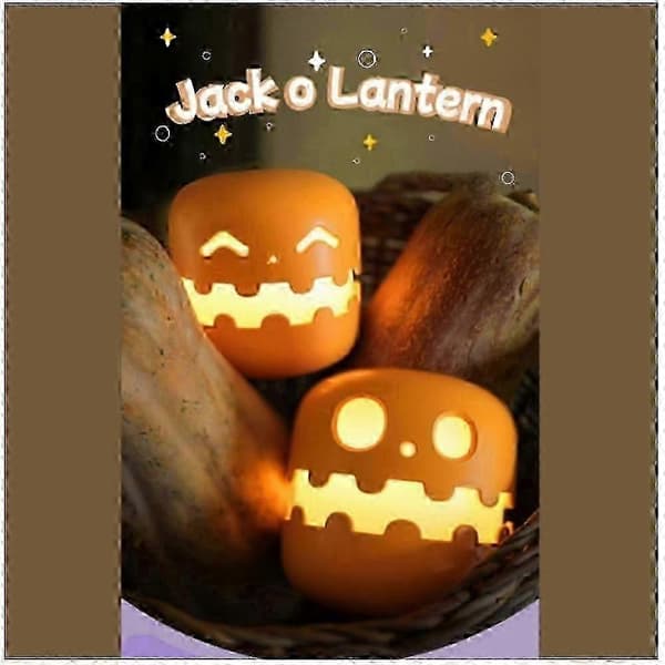 Halloween Gresskar Nattlamper med Smilefjes, Jack-O-Lantern Dekor