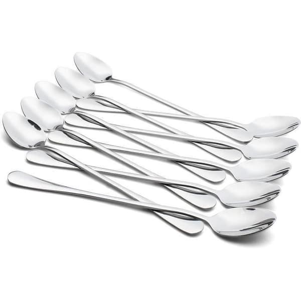 DASINKO Stainless Steel Teaspoons, Long Handle, approx. 19 cm, 10-pack Oval LBQ50